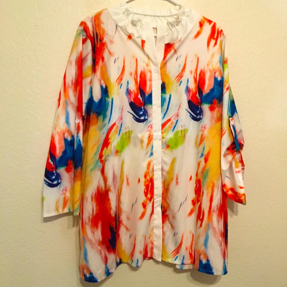 MISSLOOK Blouse  XXL  Colorful & Lightweight  NEW  Ruffled Neckline